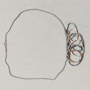 Artisan necklace, layered links, sterling silver and goldfill